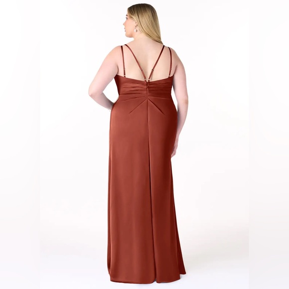 Azazie Aqua Stretch Satin Dress in Terracotta - Picture 6 of 8